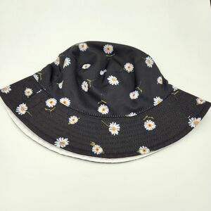Alice + Olivia Black Floral Daisy Bucket hat One Size Reversible